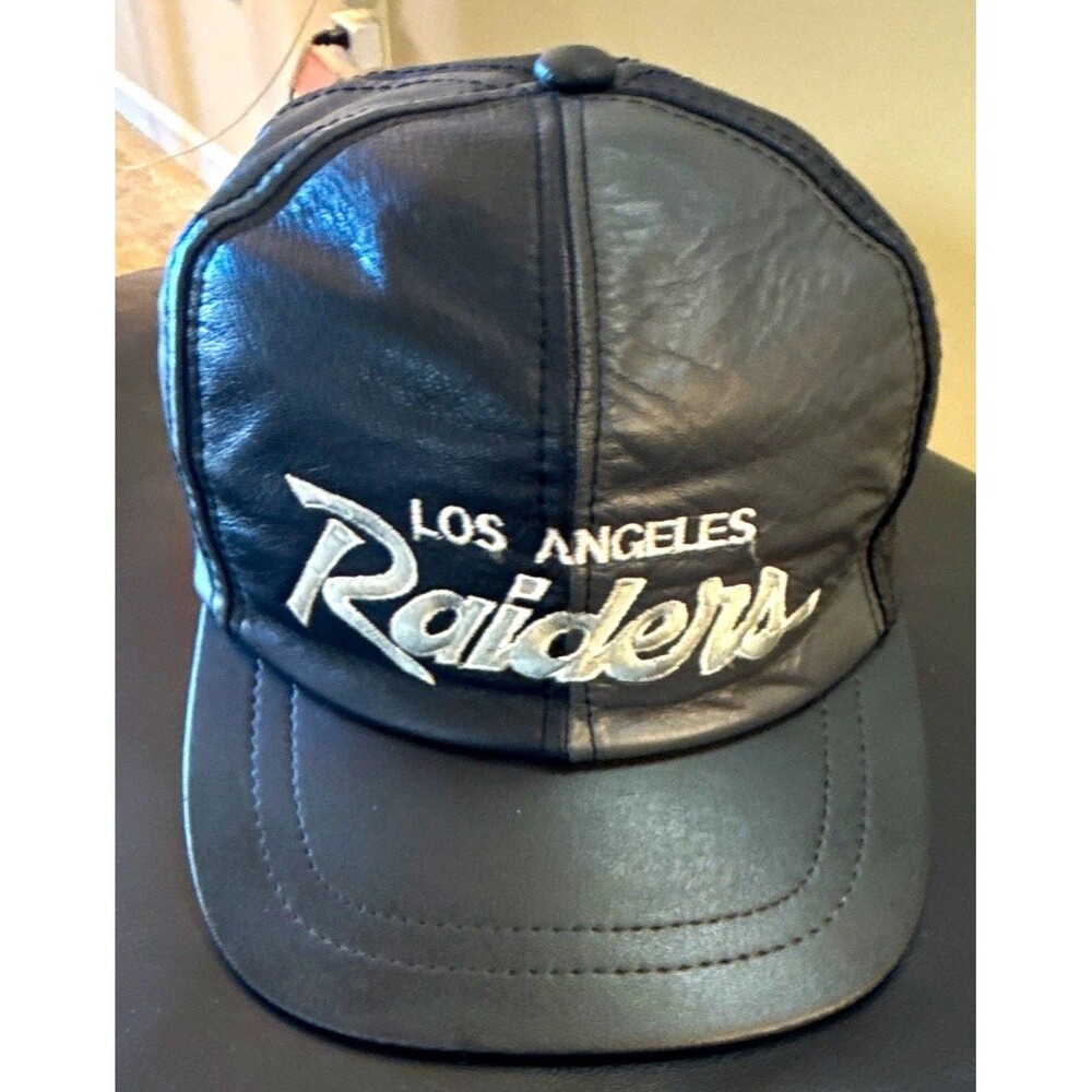 Los Angeles Raiders NFL Genuine Leather Snapback Cap Hat, Black, One Size